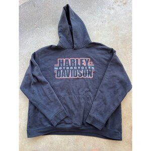Vintage Harley-Davidson Motorcycles Graphic Hoodie 2XL Mens Black D4